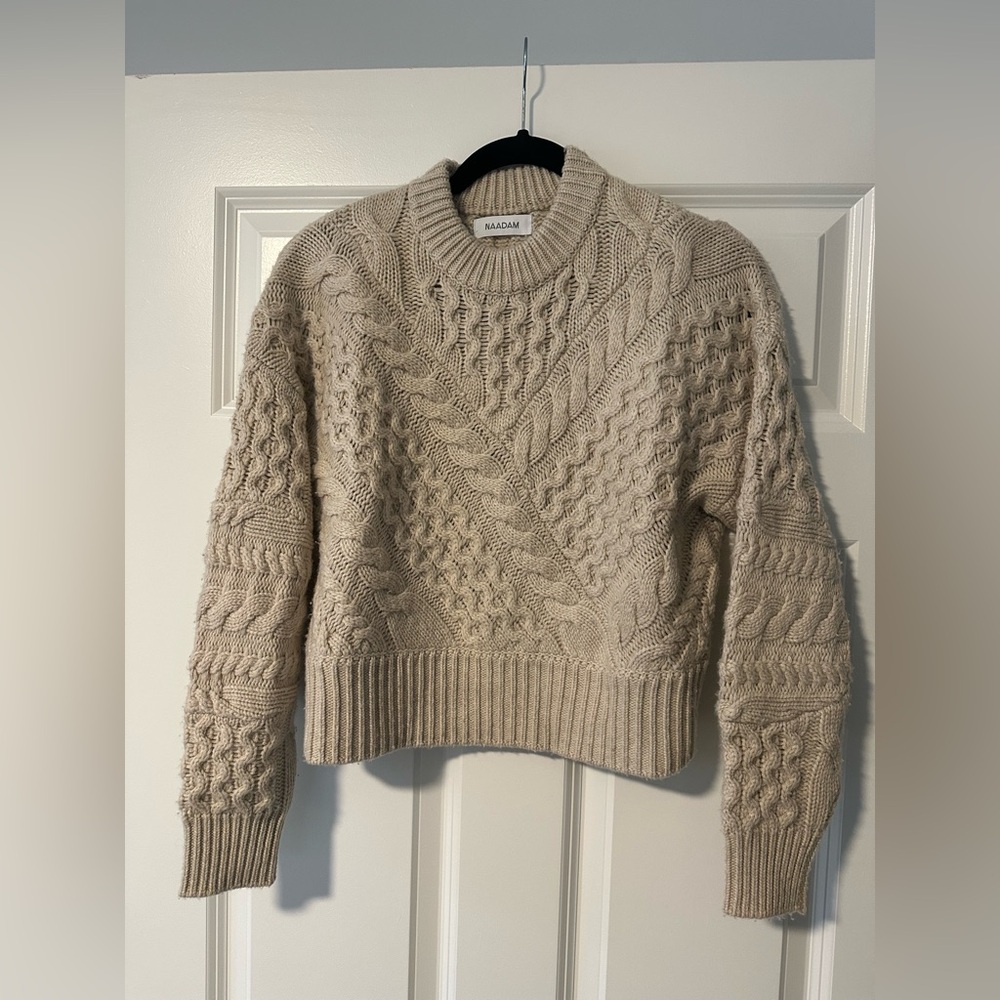 NAADAM Oatmeal Cropped Sweater